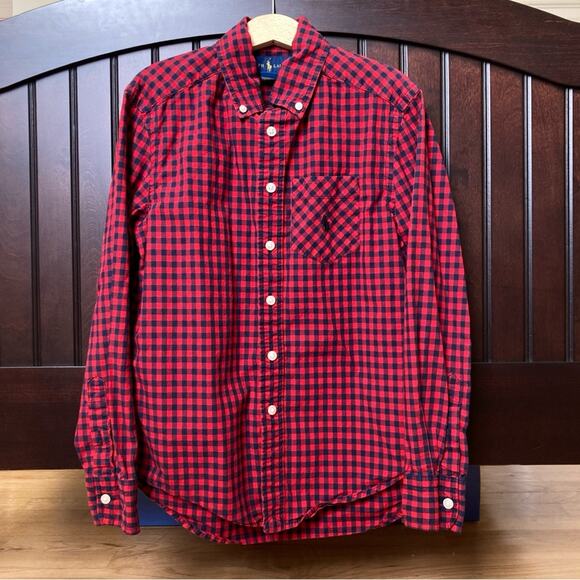 Ralph Lauren Other - Ralph Lauren Gingham Button Down Boys Size 8 Red and Navy Blue